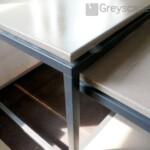 brown coffee table Cement concrete end table furniture GFRC GRC handcrafted interior LEED contemporary nesting polished concrete side table steel