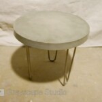 Concrete stool with stainless steel hairpin legs