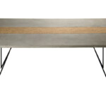 Dining table, hand crafted from wood concrete and steel.